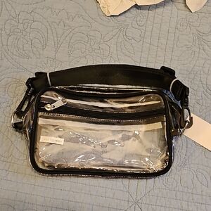 Clear Black Trim Crossbody Bag